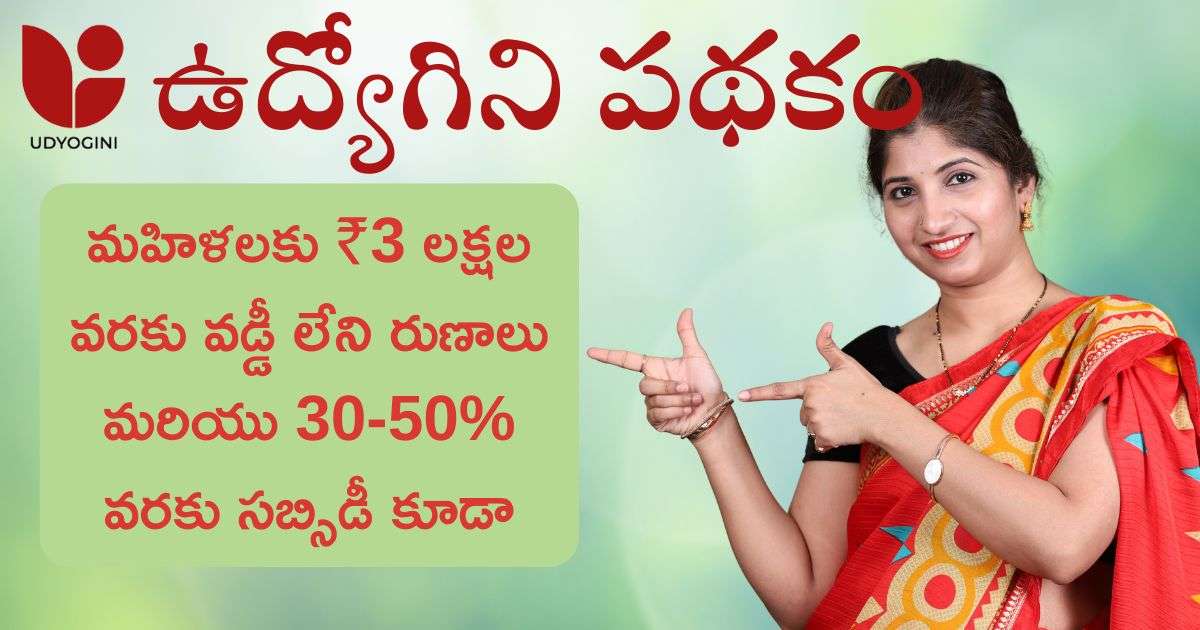Udyogini Scheme: మహిళలకు ₹3 లక్షల వరకు వడ్డీ లేని రుణాలు మరియు 30-50% వరకు సబ్సిడీ కూడా 1 Udyogini Scheme
